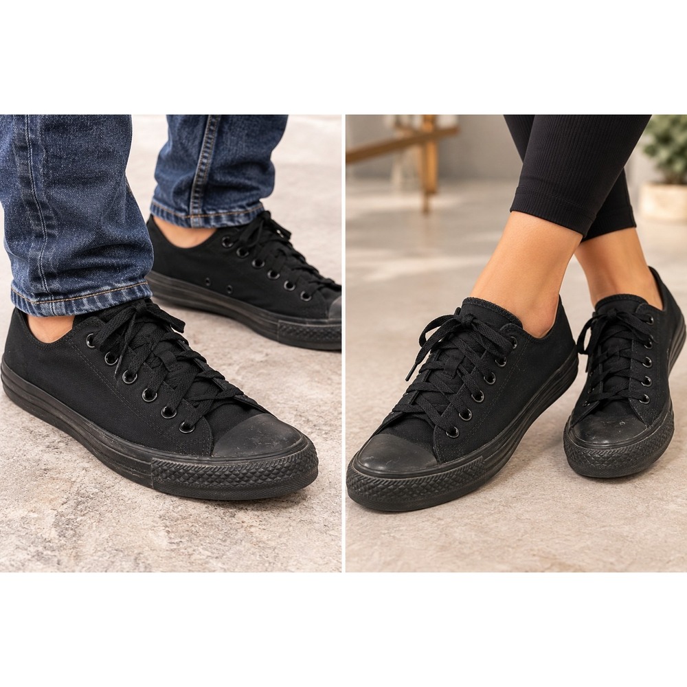 Converse All Star Mono Low Ox Black on Black M5039 Mens 8 Womens 10